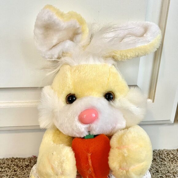 Vintage Liberty Bell Christmas Yellow Easter Bunny Rabbit Plush Stuffed Toy - Picture 2 of 14